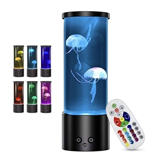 LED lampe med vandmænd og fjernbetjening